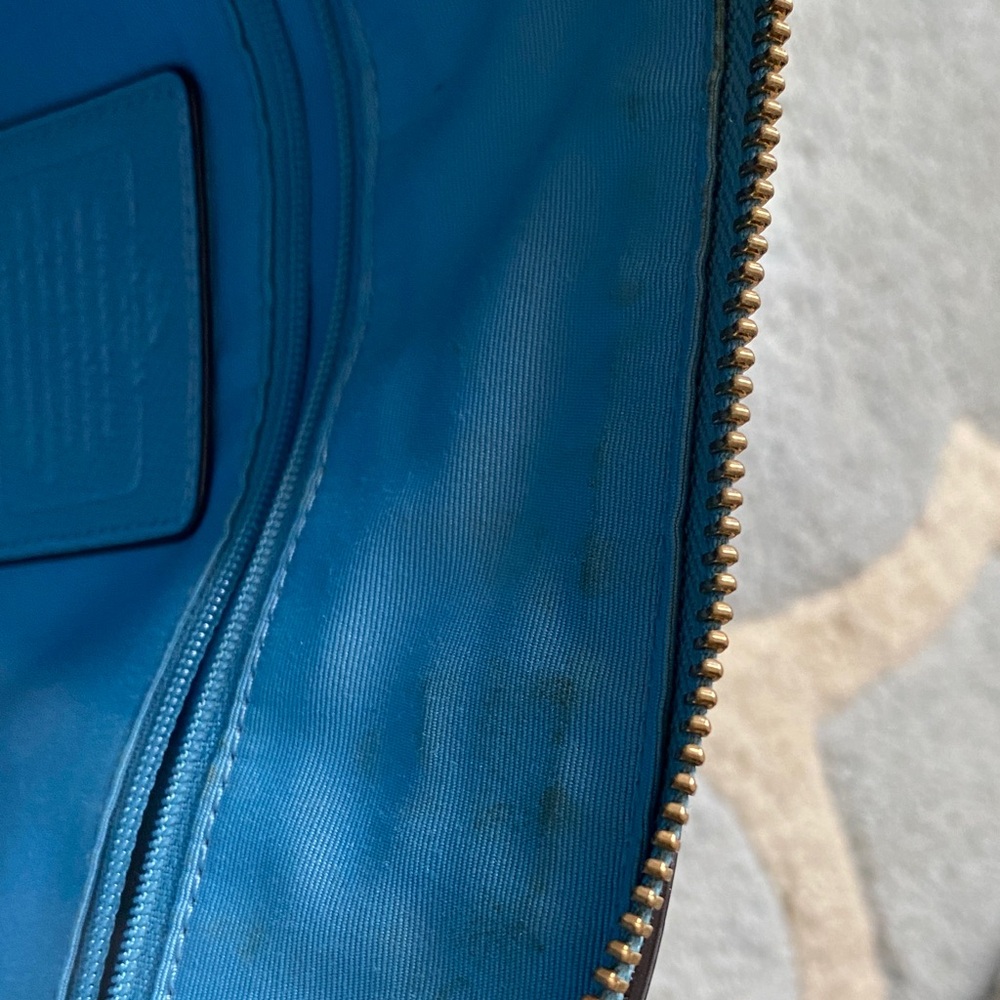 Coach Blue Leather Dome Satchel with Gold Hardware - Picture 13 of 16